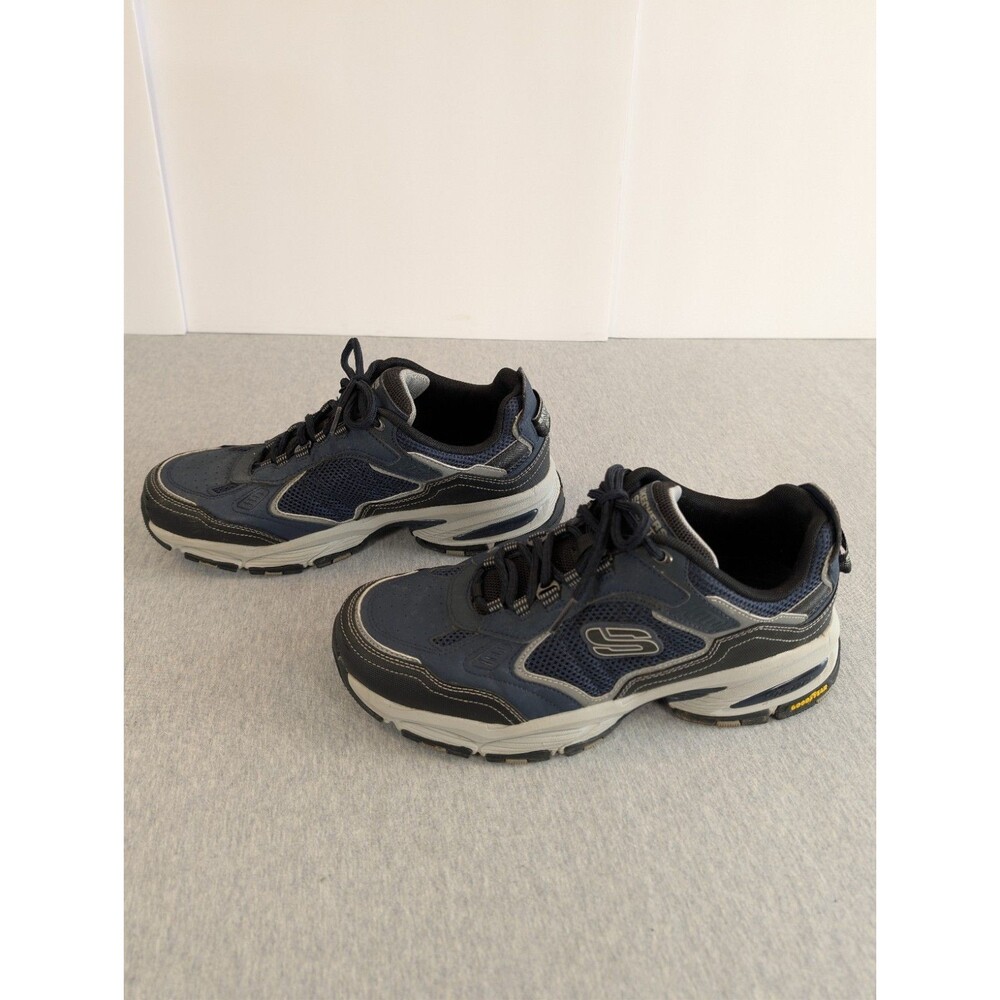 Skechers Men's Blue/Black Low Top Lace Up Athletic Sneaker Wide Fit 237145W S8.5